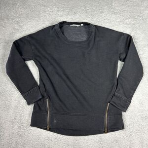 Athleta Sweatshirt Womens XS Black Cityscape Side‎ Zippers Athleisure Preppy
